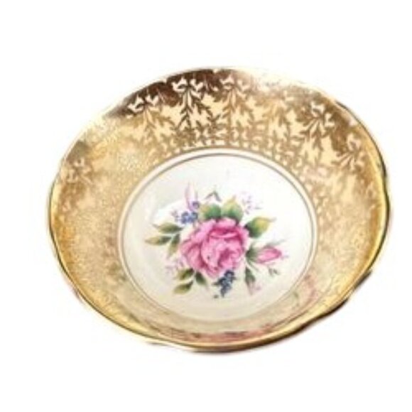 Vintage Aynsley Bone China Teacup Only C80017 Pink Cabbage Tea Rose Gold Filigee - Picture 8 of 12